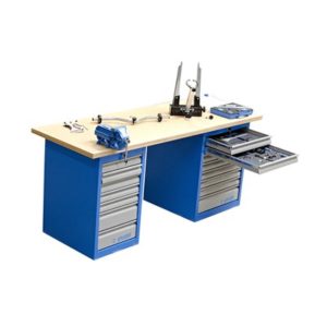 Banco de trabajo Unior con 2x4 bandejas completo