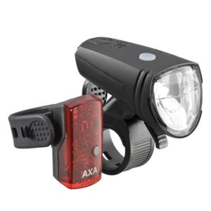 Juego de luces AXA Greenline LED 15 Lux USB negro/rojo