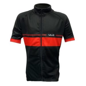 Maillot manga corta niño ULD transpirable poliester microfibra/mangas licra rojo/negro