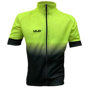 Maillot manga corta niño ULD transpirable poliester microfibra/mangas licra amarillo fluo/negro