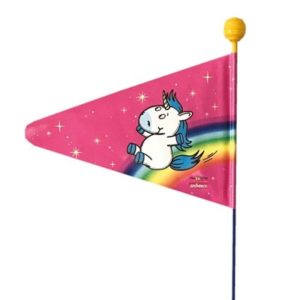 Banderita unicornio doble cara, divisible, rosa con motivos