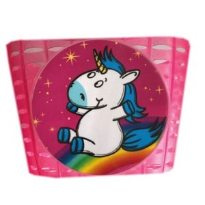 Cesta manillar unicornio plástico, motivos rosa, B195xh105xt150