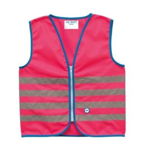 Chaleco seguridad Wowow Fun niño con rayas reflectantes cierre cremallera rosa