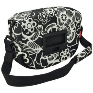 Bolsa delantera Klickfix Fun bandolera 25x19x8 negro/flores blancas