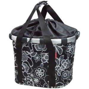 Bolsa delantera Klickfix Reisenthel 35x28x26 negro/flores blancas