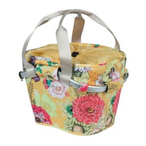 Cesta delantera Basil Bloom Field Klickfix 15L impermeable amarillo flores c/reflect (27x37x25 cm)