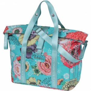 Bolsa Basil Bloom Field Klickfix 11L impermeable poliester azul flores c/reflectantes (29x15x26 cm)