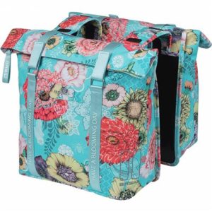 Alforjas Basil Bloom Field 35L impermeable poliester azul flores con reflectantes (30x15x33 cm)