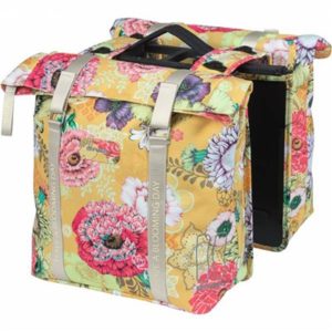 Alforjas Basil Bloom Field MIK 35L impermeable poliester amarillo flores c/reflectantes (30x15x33cm)