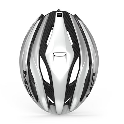 Casco MET Trenta 3K Carbon MIPS blanco/plata metalico