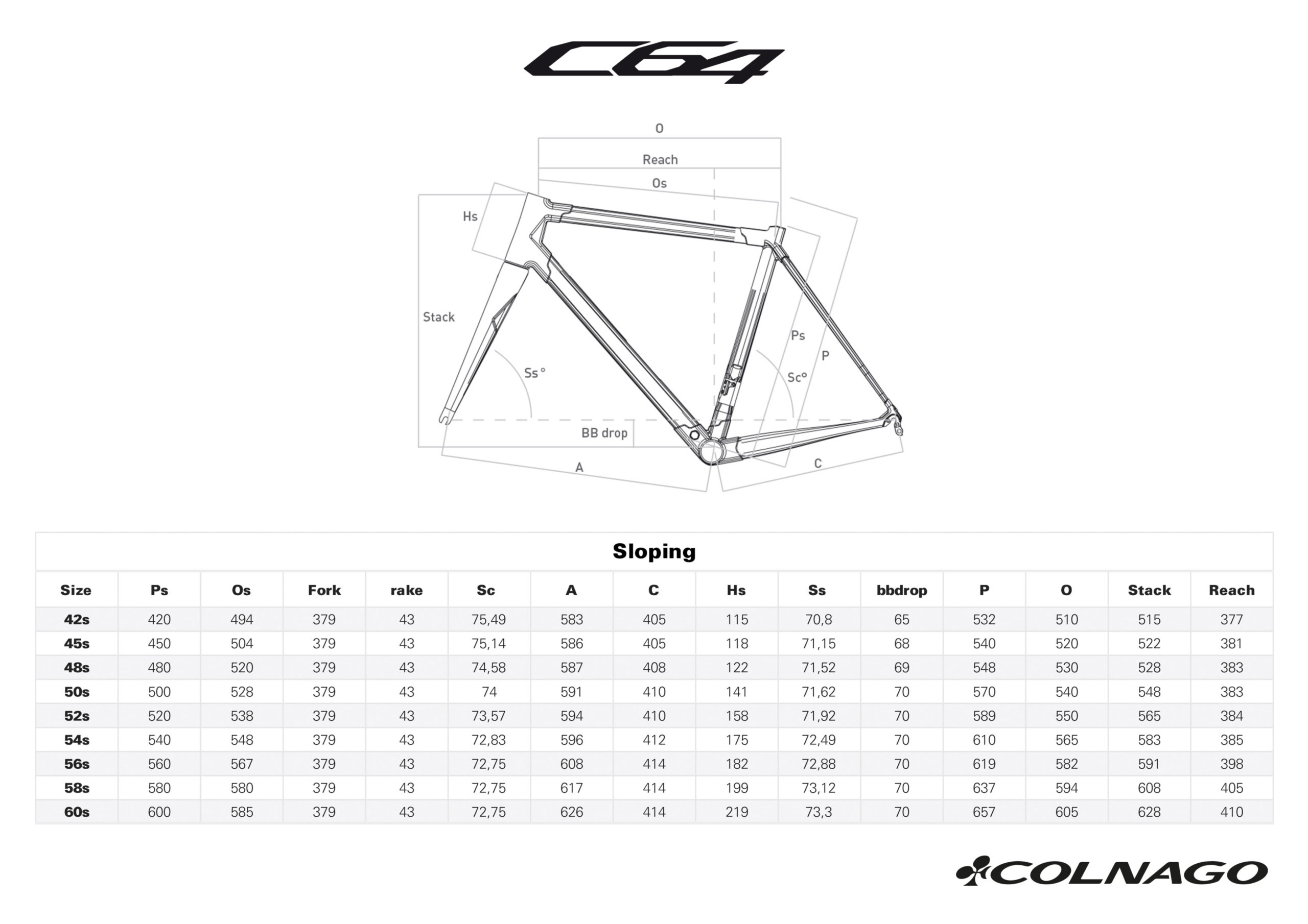 Bicicleta Colnago C64 - Color RC19 tallas