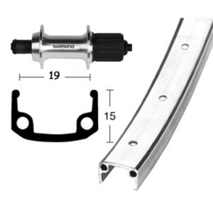 Rueda trasera Winora 28x1.3/8 36 agujeros 135 mm cierre rapido Shimano Tx500 8-10V alu.plata