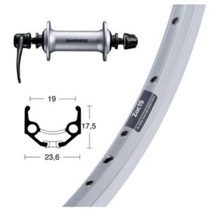 Rueda delantera Winora Ryde Zac 19 28x1.75 36 agujeros cierre rapido Shimano acera T3000 plata