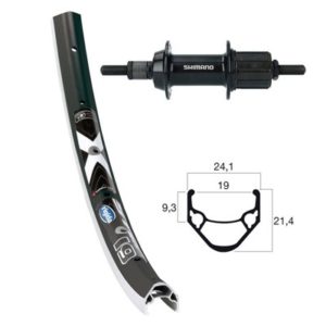 Rueda trasera Winora X-Star 19 26x1.75 36 agujeros 135 mm Shimano Ty500 7V alu.negro/plata