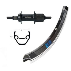 Rueda trasera Winora Exal ZX 19 26x1.75 36 agujeros 135 mm Shimano Ty500 7V alu.negro/plata