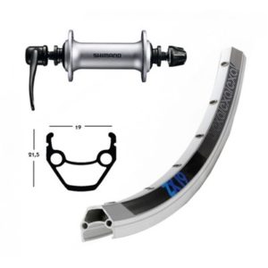 Rueda delantera Winora Exal ZX 19 26x1.75 36 agujeros cierre rapido Shimano acera T3000 plata