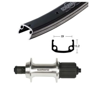 Rueda trasera Winora Schürmann 28x1.75 36 ag. 135 mm cierre rapido Shimano Tx500 8-10V alu. neg/plat
