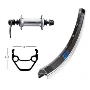 Rueda delantera Winora Exal ZX 19 26x1.75 36 agujeros cierre rapido Shimano acera T3000 negro/plata