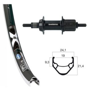 Rueda trasera Winora X-Star 19 28x1.75 36 agujeros 135 mm Shimano Ty500 7V alu.negro/plata