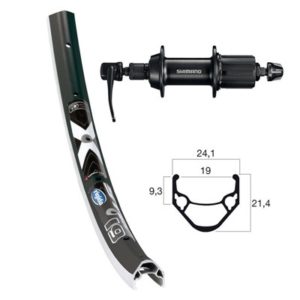 Rueda trasera Winora X-Star 19 26x1.75 36 aguj. 135 mm cierre rapido Shimano Ty500 7V alu. neg/plata