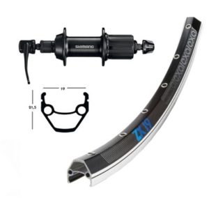 Rueda trasera Winora Exal ZX 19 26x1.75 36 aguj. 135 mm cierre rapido Shimano Ty500 alu. negro/plata