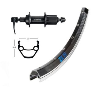 Rueda trasera Winora Exal ZX 19 28x1.75 36 aguj. 135 mm cierre rapido Shimano Ty500 alu. negro/plata