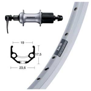 Rueda trasera Winora Ryde Zac 19 28x1.75 36 agujeros Shimano acera T3000 8V aluminio plata