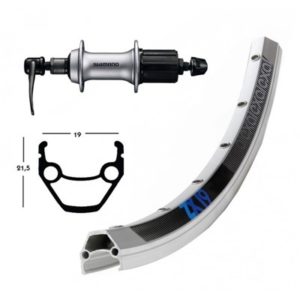 Rueda trasera Winora Exal ZX 19 28x1.75 36 agujeros cierre rapido Shimano acera T3000 8V alum. plata