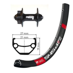 Rueda delantera Winora DT Swiss 545 26x1.90 disco Centerlock 36 agujeros Shimano Deore negro