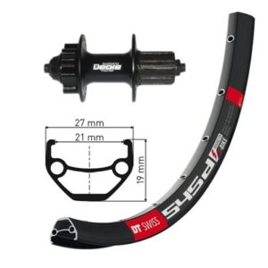 Rueda trasera Winora DT Swiss 545 26x1.90 disco 6 agujeros 36 aguj. cierre rapido Shimano Deore negr