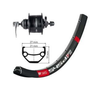 Rueda delantera Winora DT Swiss 545 26x1.90 disco Centerlock 36 aguj. cierre rapido Sh. Deore XT neg