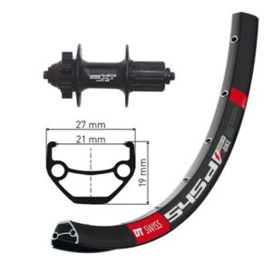 Rueda trasera DT Swiss 545 26x1.90 disco 6 agujeros 32 aguj. cierre rapido Shimano Deore XT alu. neg