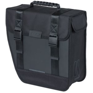 Alforja izquierda Basil Tour Waterproof Hook-on 14L imperm. poliester negro c/reflect. (34x14x34 cm)