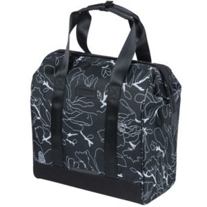 Bolsa Basil Grand Flower Hook-on 23L impermeable negro/blanco con reflectantes (34.5x19x35.5 cm)