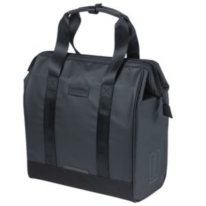 Bolsa Basil Grand Tarpaulin Hook-on 23L impermeable negro/blanco con reflectantes (34.5x19x35.5 cm)