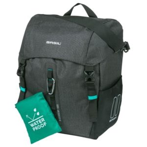 Bolsa Basil Discovery 365D L Hook-on 20L impermeable poliester negro con reflectantes (30x17x36 cm)