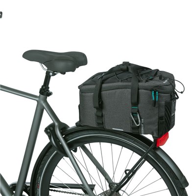 Bolsa Basil Discovery 365D M 9L impermeable poliester negro con reflectantes (36x16.5x20 cm)