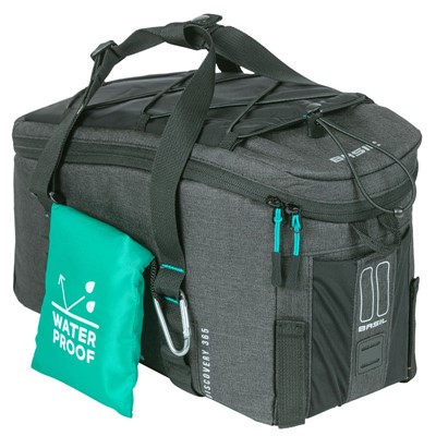 Bolsa Basil Discovery 365D M 9L impermeable poliester negro con reflectantes (36x16.5x20 cm)