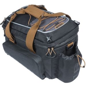 Bolsa Basil Miles XL Pro MIK 9-36L impermeable poliester negro/beige con reflectantes (31x23x22.5cm)