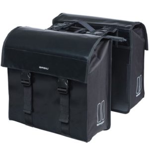 Alforjas Basil Urban Load MIK 48-53L impermeable poliester negro con reflectantes (38x17x43 cm)