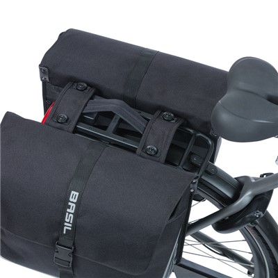 Alforjas Basil Forte MIK 35L impermeable poliester negro con reflectantes (41x15x34 cm)
