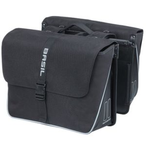 Alforjas Basil Forte MIK 35L impermeable poliester negro con reflectantes (41x15x34 cm)