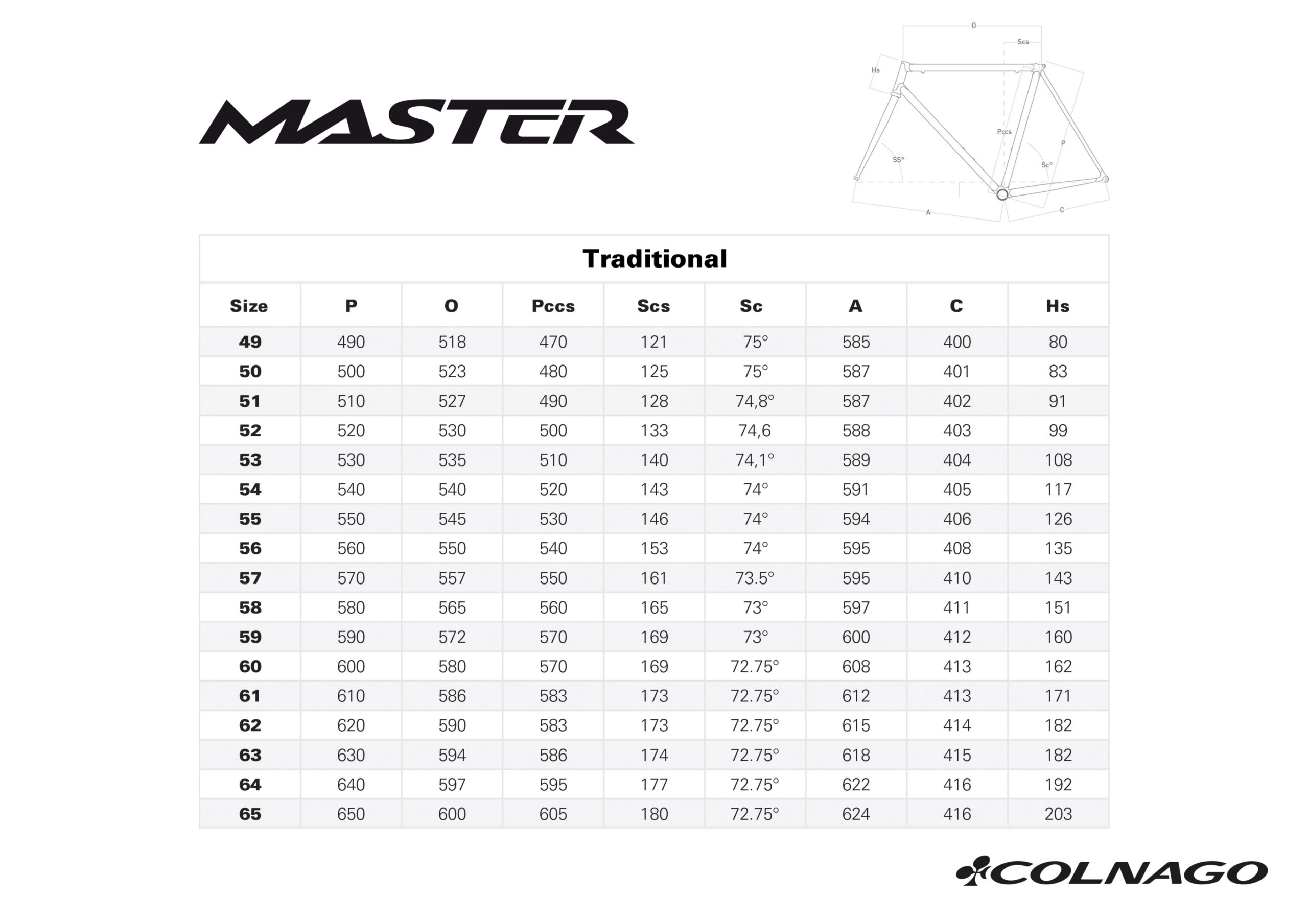 Cuadro de acero Colnago Master X-Light - Color LX21 tallas