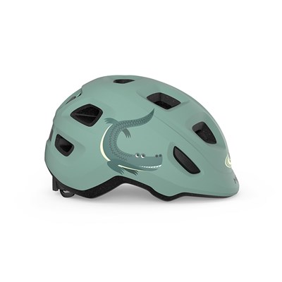Casco MET Hooray Zebra cocodrilo verde salvia brillo