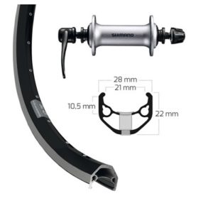 Rueda delantera Winora Ryde Zac 421 28x1.75 36 agujeros cierre rapido Shimano acera T3000 negr/plata