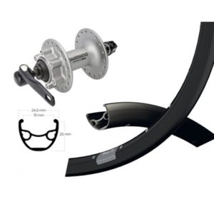 Rueda delantera Winora Ryde Rival 19 29" disco 6 aguj. 36 ag. cierre rapido Shimano Deore negr/plata