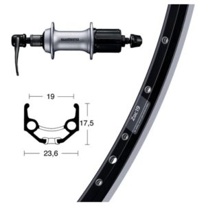 Rueda trasera Winora Ryde Zac 19 28x1.75 36 agujeros Shimano acera T3000 8V aluminio negro/plata