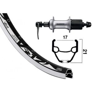 Rueda trasera Winora rodi VR 17 28x1.75 36 aguj. cierre rapido Shimano acera T3000 8V alu. neg/plata