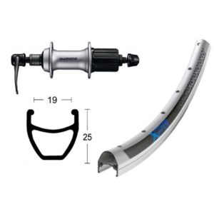 Rueda trasera Winora Exal XP-19 28x1.75 36 agujeros cierre rapido Shimano acera T3000 8V alum. plata