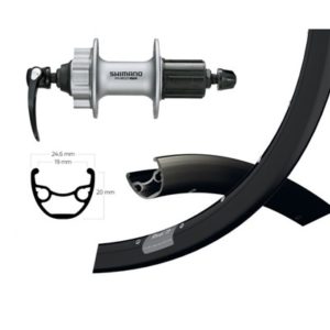 Rueda trasera Winora Ryde Rival 19 29" disco 6 aguj. 32 ag. cierre rapido Shimano Deore alu. neg/pla